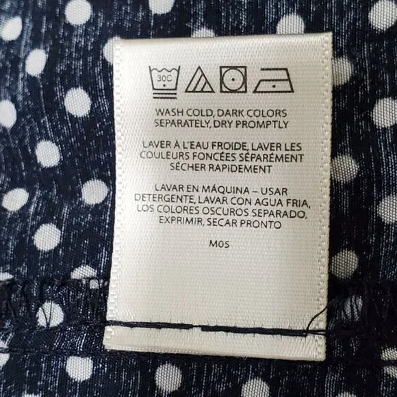 Van Heusen Womens XL Top Polka Dot Bell Sleeve Blouse Rayon Blend V Neck Blue - Picture 11 of 11